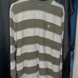 Champs Olive and Gray Striped Long Sleeve Tee